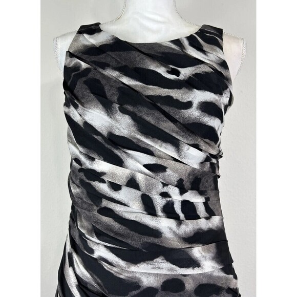 ANN TAYLOR Black Grey Animal Print Sleeveless Dress Size 6 - Picture 11 of 14